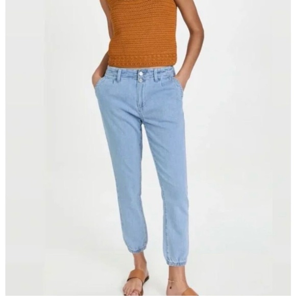 Paige Pleated Mayslie Double Button Jogger Jeans, size 27 - Picture 3 of 16